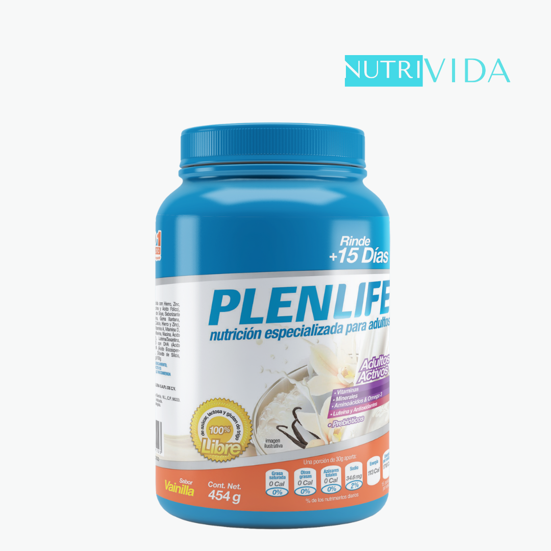 Proteína Plenlife Formula adulto activo 454gr. Vainilla - Nutrivida Mexico